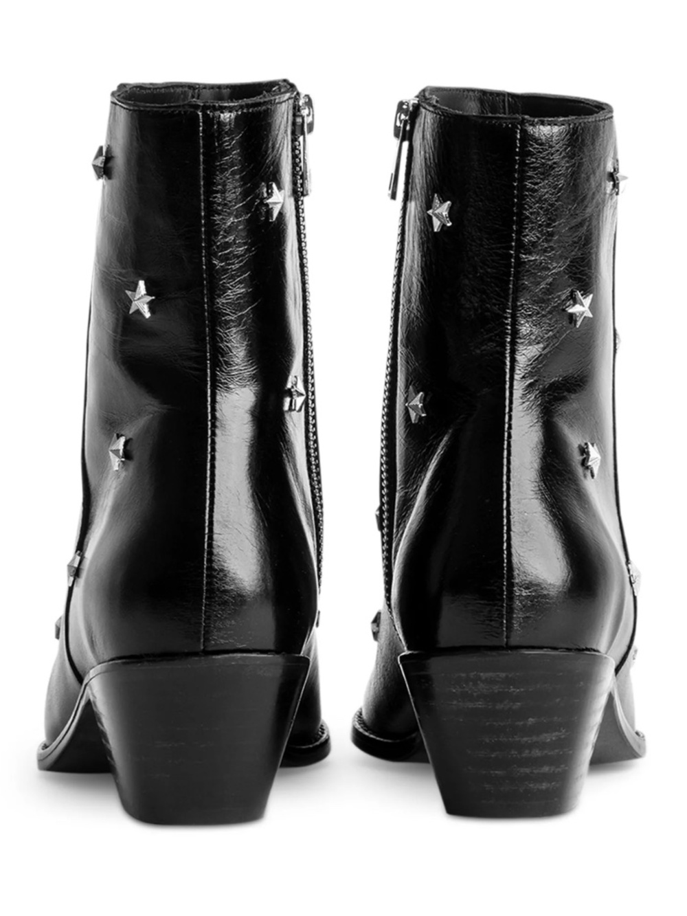 Zadig & Voltaire | Women's Star Studded Vintage Look Patent Leather Ankle Boots - Picture 3 of 8